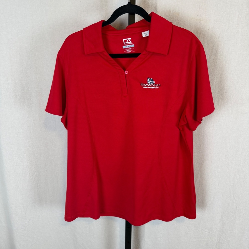 Cutter & Buck Gonzaga University Bulldogs Red CB DryTec Polo Shirt Womens XXL